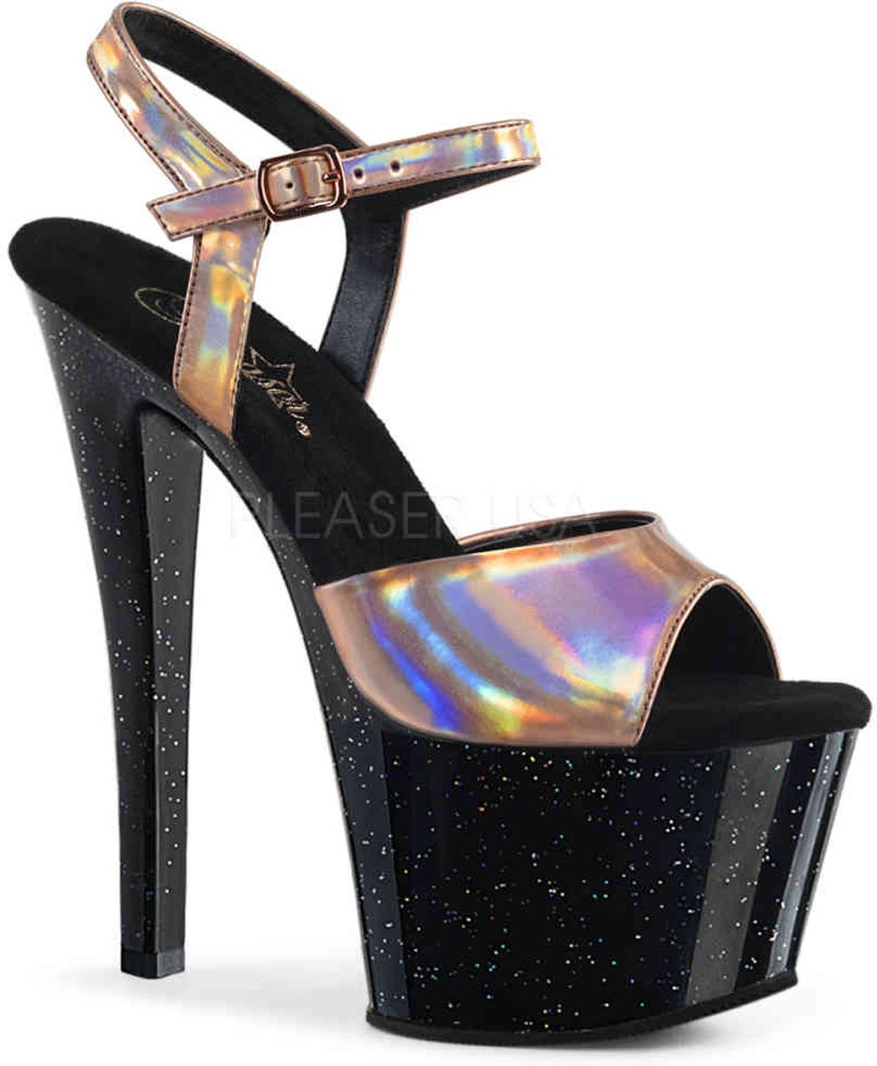 EU 35 = US 5 | SKY-309HG | 7 Heel, 2 3/4 PF Holographic Ankle Strap Sandal